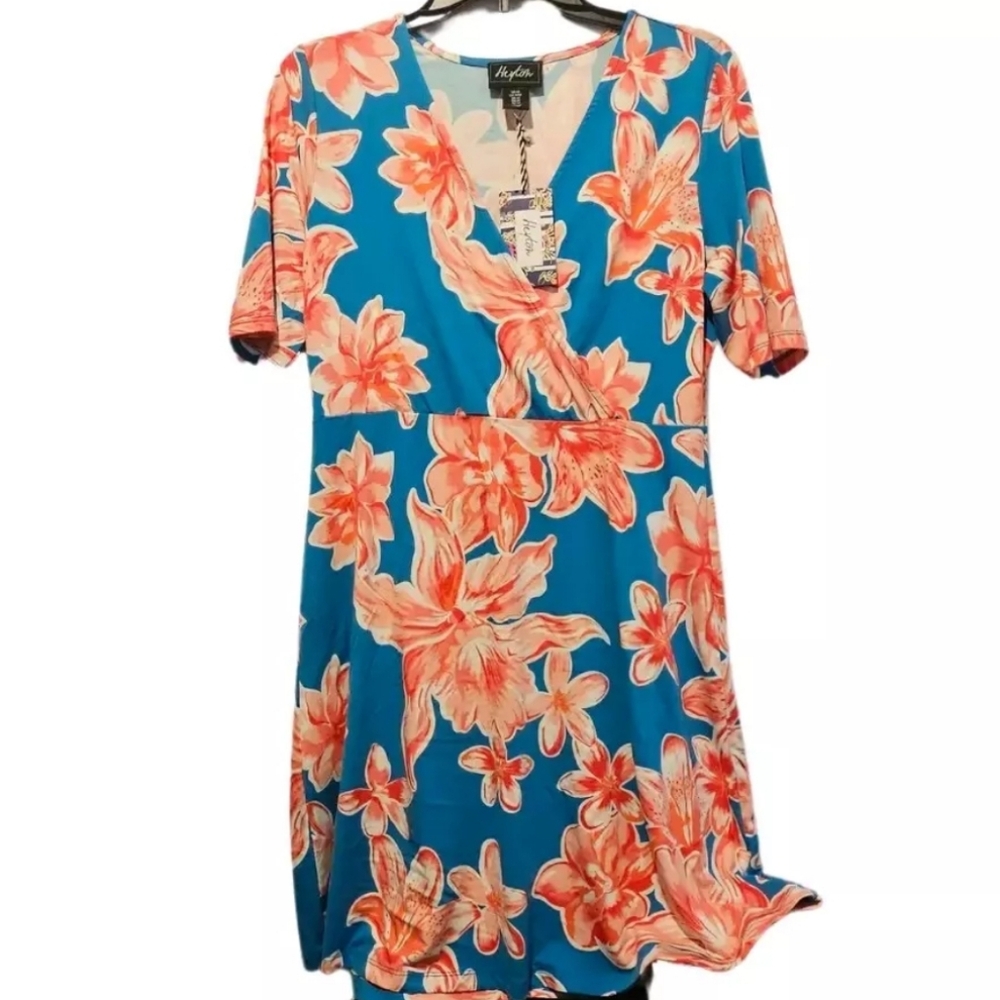 Heyton Womens V-Neck Dress Floral Multi-Color Size Medium